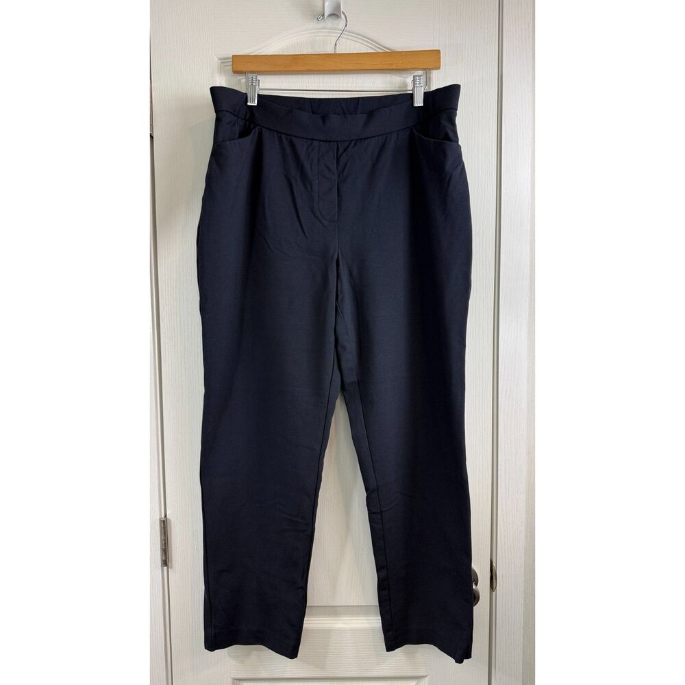 J.Jill Ponte Slim Leg Pants Women L Navy Pull On Stretch Career Trousers